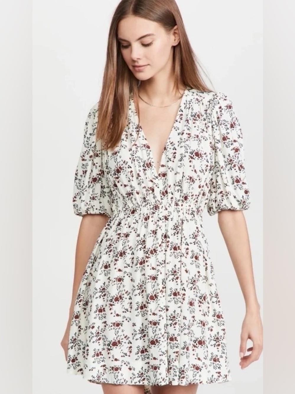 GANNI Printed Crepe Mini Dress